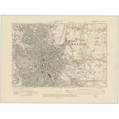 1907 Map of Lancashire LXXXVII.SW, 1911 Print
