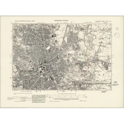 1938 Map of Lancashire LXXXVII.SW, 1945 Print