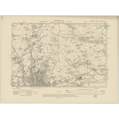 1908 Map of Lancashire LXXXVIII.NW, 1911 Print