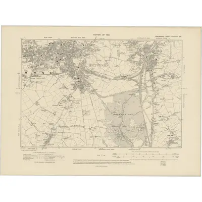 1907 Map of Lancashire LXXXVIII.SE, 1910 Print