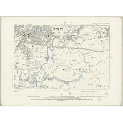 1889 Map of Lancashire LXXXVIII.SW, 1894 Print