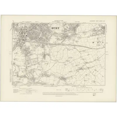 1907 Map of Lancashire LXXXVIII.SW, 1910 Print
