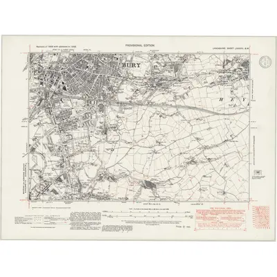 1938 Map of Lancashire LXXXVIII.SW, 1947 Print