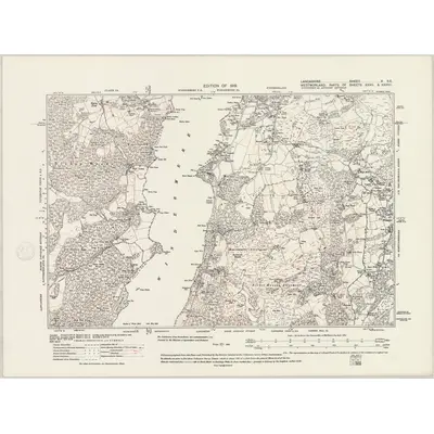 1911 Map of Lancashire V.SE, 1947 Print