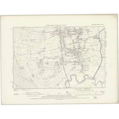 1892 Map of Lancashire XC.NE, 1894 Print