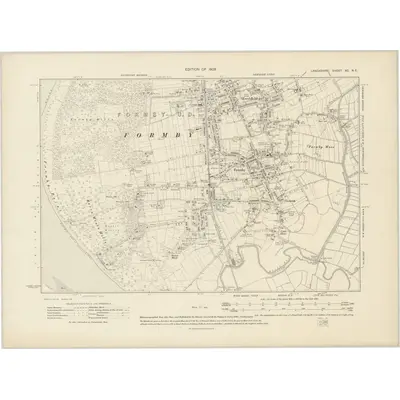 1906 Map of Lancashire XC.NE, 1909 Print