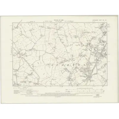 1926 Map of Lancashire XCI.NE, 1928 Print