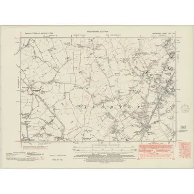 1938 Map of Lancashire XCI.NE, 1948 Print