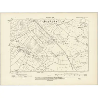 1906 Map of Lancashire XCI.NW, 1909 Print