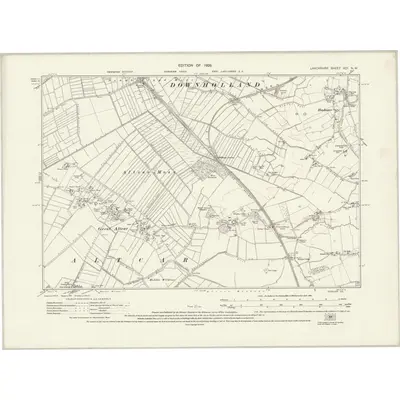 1926 Map of Lancashire XCI.NW, 1928 Print