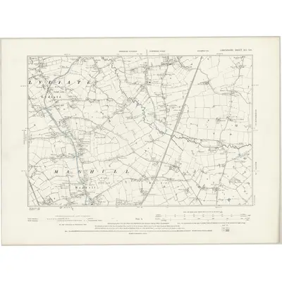 1892 Map of Lancashire XCI.SE, 1894 Print