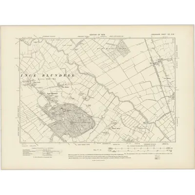 1906 Map of Lancashire XCI.SW, 1909 Print