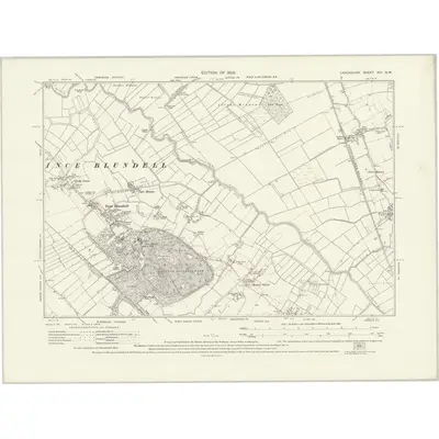 1925 Map of Lancashire XCI.SW, 1928 Print