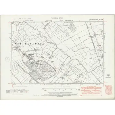 1938 Map of Lancashire XCI.SW, 1947 Print