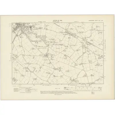 1906 Map of Lancashire XCII.NW, 1909 Print
