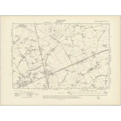 1907 Map of Lancashire XCII.SE, 1909 Print