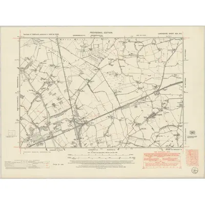 1945 Map of Lancashire XCII.SE, 1952 Print