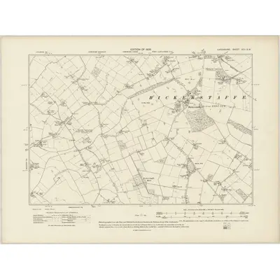1906 Map of Lancashire XCII.SW, 1909 Print