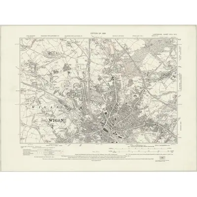 1927 Map of Lancashire XCIII.NE, 1930 Print