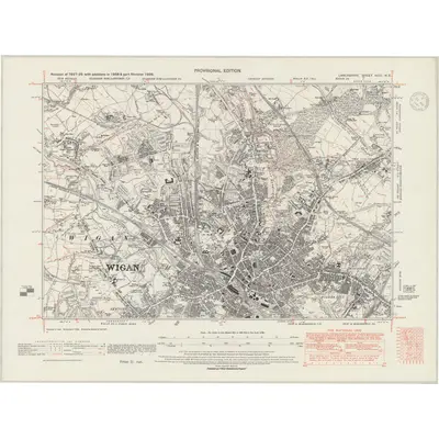 1939 Map of Lancashire XCIII.NE, 1947 Print