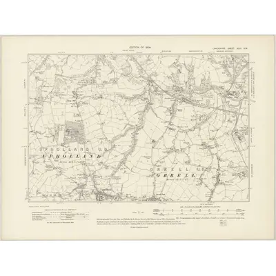 1906 Map of Lancashire XCIII.NW, 1909 Print