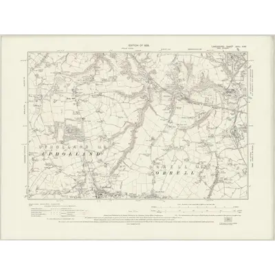 1926 Map of Lancashire XCIII.NW, 1929 Print