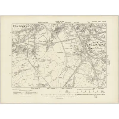 1907 Map of Lancashire XCIII.SE, 1909 Print
