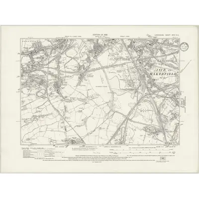 1927 Map of Lancashire XCIII.SE, 1933 Print