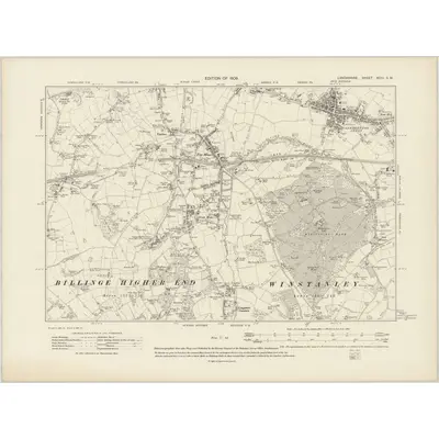 1906 Map of Lancashire XCIII.SW, 1909 Print