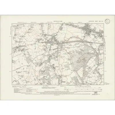 1926 Map of Lancashire XCIII.SW, 1933 Print