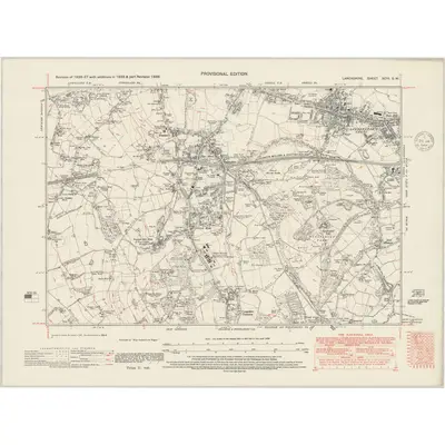 1939 Map of Lancashire XCIII.SW, 1948 Print