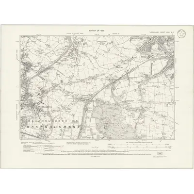 1927 Map of Lancashire XCIV.NE, 1933 Print