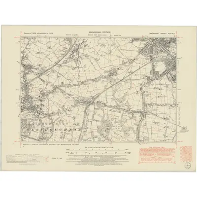 1948 Map of Lancashire XCIV.NE, 1951 Print