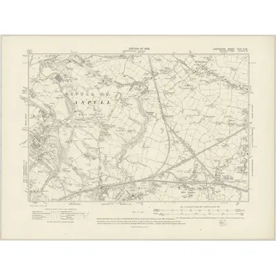 1907 Map of Lancashire XCIV.NW, 1909 Print