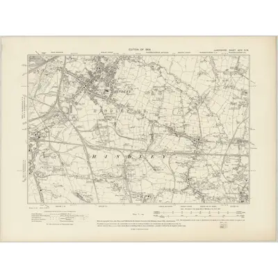 1906 Map of Lancashire XCIV.SW, 1909 Print