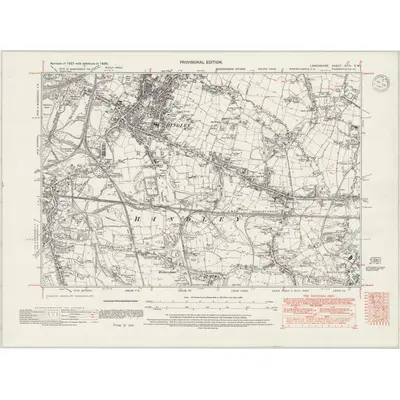 1938 Map of Lancashire XCIV.SW, 1947 Print