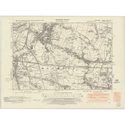 1948 Map of Lancashire XCIV.SW, 1951 Print