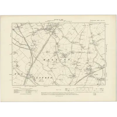 1906 Map of Lancashire XCIX.NE, 1909 Print