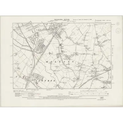 1938 Map of Lancashire XCIX.NE, 1944 Print