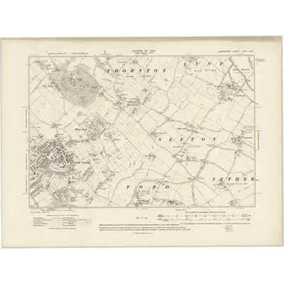 1907 Map of Lancashire XCIX.NW, 1909 Print