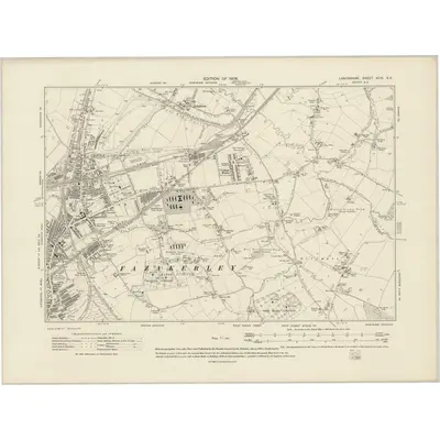 1906 Map of Lancashire XCIX.SE, 1909 Print