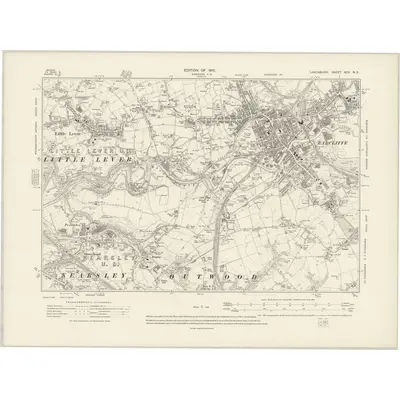 1907 Map of Lancashire XCV.NE, 1910 Print