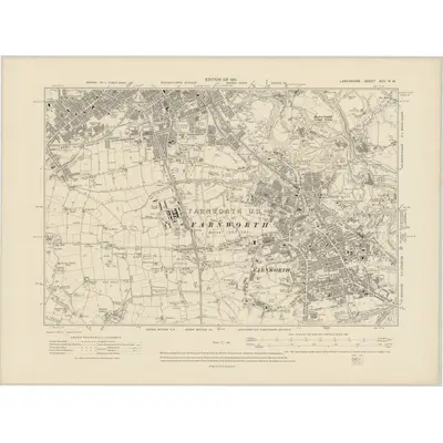 1907 Map of Lancashire XCV.NW, 1911 Print