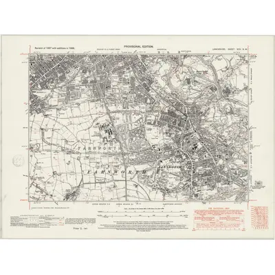 1938 Map of Lancashire XCV.NW, 1947 Print