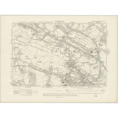 1907 Map of Lancashire XCV.SE, 1910 Print