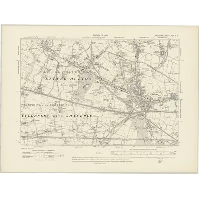 1907 Map of Lancashire XCV.SW, 1910 Print