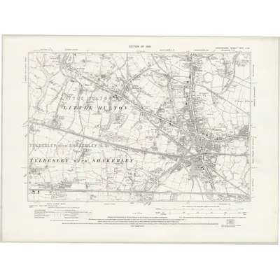 1926 Map of Lancashire XCV.SW, 1929 Print