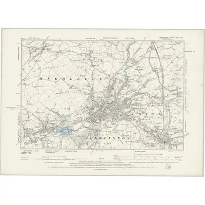 1890 Map of Lancashire XCVI.NE, 1894 Print