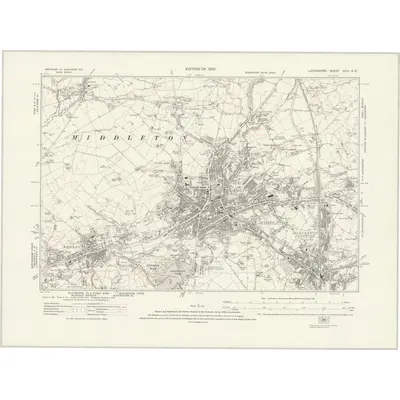 1915 Map of Lancashire XCVI.NE, 1923 Print