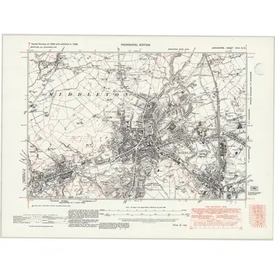 1938 Map of Lancashire XCVI.NE, 1947 Print